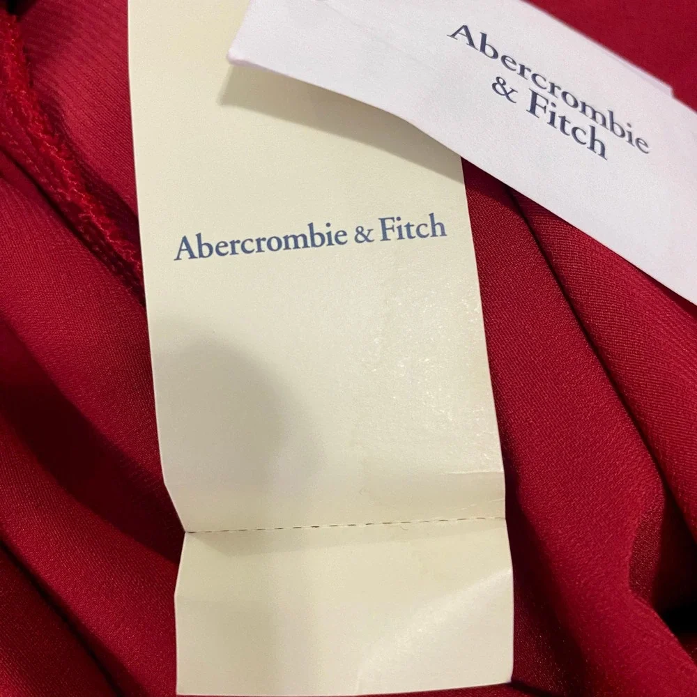 NWT Abercrombie & Fitch Red Backless Ruched Midi Dress Med Cocktail Formal Event
